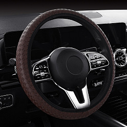 Coconut Brown PU Leather Steering Wheel Cover, Skidproof Cover, Universal Car Wheel Protector, Coconut Brown, 380mm
