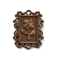 Rectangle Подвески из сплава , кокосового коричневый, прямоугольные, 19x15x3.5 мм, отверстие : 2 мм