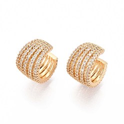 Настоящее золото 18K Латунные серьги-манжеты из прозрачного кубического циркония, многослойный с-образный, реальный 18 k позолоченный, 12x13x9 мм