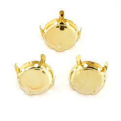Золотой 201 нержавеющая сталь для пришивания зубцов, настройки когтей для стразов с плоской обратной стороной, плоско-круглые, золотые, пригодный для стразов 13 мм, 13x6.5 мм, отверстие : 1.2 мм