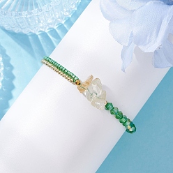 Зеленый Граненый биконусный стеклянный с круглыми стеклянными бусинами плетеные браслеты из бисера, с натуральным цитрином и латунными круглыми бусинами, зелёные, внутренний диаметр: 2-1/4~3-3/4 дюйм (5.55~9.5 см)