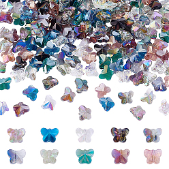 (52) Непрозрачная лаванда 200 шт 10 стиль гальванических прозрачных стеклянных бусин нити, с покрытием AB цвета, с половиным покрытием, граненые, бабочка, разноцветные, 8x10x6 мм, отверстие : 1 мм, 20 шт / стиль