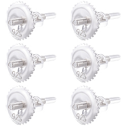 Silver 3 Pairs 925 Sterling Silver Screw Ear Nuts, with 1 Sheet Double Sided Suede Fabric Silver Polishing Cloth, Silver, 11x6mm