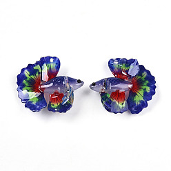 Средно-синий Акриловые подвески, 3 d распечатано, золотая рыбка, светло-синий, 34.5~35x36~37.5x12.5~16.5 мм, отверстие : 1.5~1.6 мм