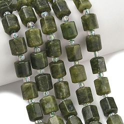 Chinese Jade Натуральные китайские бусины из южного нефрита, шестиугольник, с бисером, 9.5~10.5x8~8.5x9~9.5 мм, отверстие : 1~1.2 мм, около 30 шт / нитка, 15.16''~15.94'' (38.5~40.5 см)