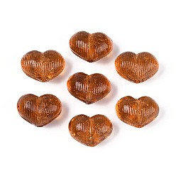 Шоколадный Бусины ручной работы бусины золотого песка, сердце, цвет шоколада, 12.5~14x18~18.5x11~12 мм, отверстие : 1~1.5 мм