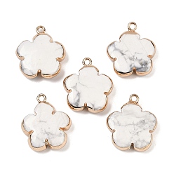 Говлит Природные подвески Говлит, цветочные подвески с латунной фурнитурой, золотые, 23~24x21x6 мм, отверстие : 1.8 мм