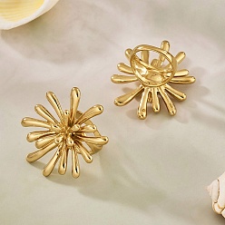 Цветок 304 кольца для пальцев из нержавеющей стали для женщин, золотые, цветок, внутренний диаметр: 17.8 мм