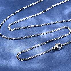 Нержавеющая Сталь Цвет Устойчивые к потускнению классические простые 304 ожерелья из нержавеющей стали для мужчин и женщин унисекс ожерелья с цепочкой из кабеля, цвет нержавеющей стали, 19.5 дюйм ~ 19.8 дюйм (49.5 см ~ 50.5 см)