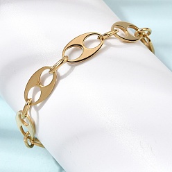 Настоящее золото 18K 304 браслеты-цепочки с овальными звеньями из нержавеющей стали для женщин и мужчин, с карабин-лобстерами , ионное покрытие (ip), долговечный, реальный 18 k позолоченный, 8.07 дюйм (20.5 см)