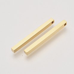 Золотой 201 подвески из нержавеющей стали, бар, золотые, 35x3x3 мм, отверстие : 1.5 мм