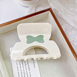 Белый Заколки для волос в форме когтей из ацетата целлюлозы, бантом, белые, 55x80 мм