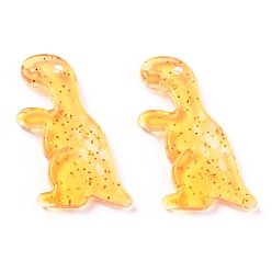 Золотистый Акриловые подвески, блеск порошок, динозавр, золотые, 29x16x3.5 мм, отверстие : 1.5 мм