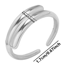 Нержавеющая Сталь Цвет Кольца-манжеты из нержавеющей стали для женщин, изогнутый дизайн минималистская бижутерия, цвет нержавеющей стали, 6 мм, внутренний диаметр: 17 мм