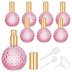 Бледно-фиолетовый Красный 8шт. наборы пустых стеклянных флаконов для духов, круглые, бледно-фиолетовый красный, 6.75x8.05 см, емкость: 100 мл (3.38 жидких унций)