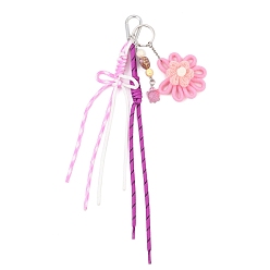 Pink Подвесные украшения ручной работы из плетеных и полиэстеровых шнуров, смолы и акриловых бусин, с алюминиевыми карабинами для скалолазания, розовые, 325 мм