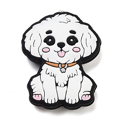Собака Пищевые экологически чистые силиконовые фокусные шарики, собака, белые, собака, 30.5x24x7 мм, отверстие : 3 мм
