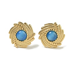 Темно-Голубой Серьги с кошачьим глазом, солнечное ионное покрытие (IP) 304 нержавеющая сталь для женщин, полирование, глубокое синее небо, 17.5 мм