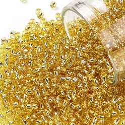 (PF22) PermaFinish Light Topaz Silver Lined Круглые бусины toho, японский бисер, (pf 22) перманентный светлый топаз с серебряной подкладкой, 11/0, 2.2 мм, отверстие : 0.8 мм, Около 50000 шт / фунт