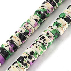 Черный Синтетические бирюзовые бусины, покрытые краской для выпечки, с эмалью, диск, чёрные, 6~6.5x2.5 мм, отверстие : 1~1.2 мм, около 133~134 шт / нитка, 14.57'' (37 см)