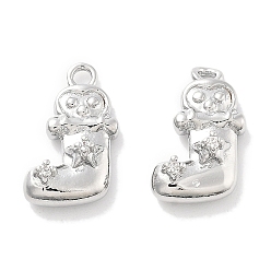 Платина Латунные микро проложить кубического циркония прелести, без кадмия, без никеля и без свинца, обуви, платина, 13.5x8.5x4.5 мм, отверстие : 1.4 мм