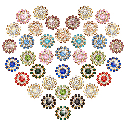 (52) Непрозрачная лаванда 120 шт 12 цвета пришить горный хрусталь, стекло горный хрусталь, с настройками латуни, цветок, золотые, разноцветные, 13.5x4.3 мм, отверстие : 1x3 мм, 10 шт / цвет