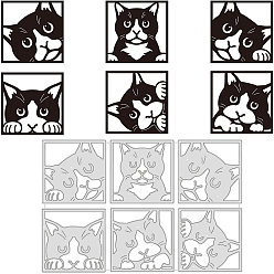 Cat Shape Углеродистая сталь разрезает трафареты, для diy scrapbooking, Фотоальбом, декоративная бумага для тиснения, цвет нержавеющей стали, Узор кошки, 120x181x0.8 мм