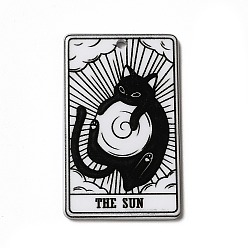 Черный Акриловые подвески с принтом на тему Таро, прямоугольник с подвесками в виде котов, солнце xix, 39x24x2.5 мм, отверстие : 1.8 мм