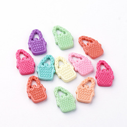 Mixed Color Opaque Acrylic Pendants, Basket, Mixed Color, 19x12.5x3mm, Hole: 3x4mm, about 1280pcs/500g