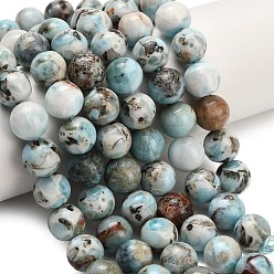 Ларимар Природные ларимар бисер нитей, круглые, 12 мм, отверстие : 1.4 мм, около 34 шт / нитка, 15.55 дюйм (39.5 см)