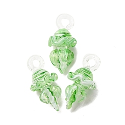Светло-зеленый Подвески лэмпворк ручной работы, осьминог, светло-зеленый, 36.5~37x17.5~19x17~19 мм, отверстие : 4x3.5~4.5 мм