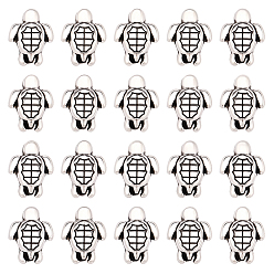 Античное Серебро 120 бусины из сплава в тибетском стиле, черепаха, античное серебро, 9x7x4 мм, отверстие : 1.2 мм