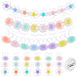 Mixed Color DIY Jewelry Making Kit, Including 150Pcs 3 Style Transparent Acrylic Beads, Elastic Crystal Thread, Mixed Color, 9~15.5x12~17x6~9.5mm, Hole: 2~2.5mm, 50Pcs/style