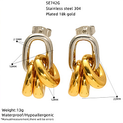 Rectangle 304 Ohrstecker aus Edelstahl für Damen, Rechteck, 22 mm