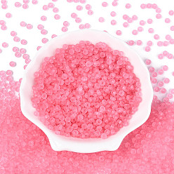 Ярко-Розовый Прозрачные матовые цветные стеклянные бусины, пончик, ярко-розовый, 4.1x2.2~2.8 мм, отверстие : 1~1.2 мм, Около 9000 шт / фунт