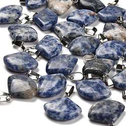 (306FM) Жонкиль матовый с лаймовой подкладкой Натуральные синие пятна яшмы подвески, из нержавеющей стали с цветным покрытием 201 защелки из нержавеющей стали на дужках, сектор, 20~20.5x21~22x5.5~6 мм, отверстие : 6x4 мм