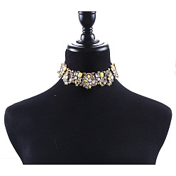 Кристалл Модные ожерелья-чокеры из сплава со стразами, для украшения костюма, розовое золото , кристалл, 13.39 дюйм (34 см)