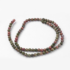 Unakite Natural Unakite Bead Strands, Round, 4~4.5mm, Hole: 1mm, about 85~90pcs/strand, 14.9 inch(38cm)