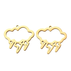 Oro 201 colgantes de acero inoxidable, Amuletos de nube y rayo, Corte con laser, separar, dorado, 24x25x1 mm, agujero: 1.5 mm