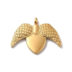 Doré  Placage sous vide pvd 304 pendentifs en acier inoxydable, breloque aile d'ange, or, 19x25x2mm, Trou: 2mm