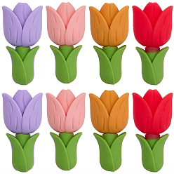 (52) Непрозрачная лаванда 8шт 4 цвета силиконовые бусины в виде цветка, разноцветные, 29x15 мм, 2 шт / цвет