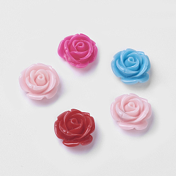 Mixed Color Resin Cabochons, Flower, Mixed Color, 14x8mm
