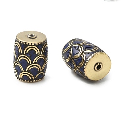 Античное Золото Ручной тибетском стиле бисера, колонка, Латунные бусины, с синтетическими бирюзовый, античное золото , 28~29.5x20.5~21 мм, отверстие : 2 мм