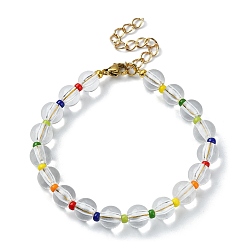 Colorful Acrylic & Seed Beaded Stretch Bracelets, Colorful, 7 inch(17.9cm)