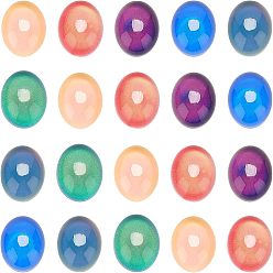 Mixed Color Glass Cabochons, Changing Color Mood Cabochons, Oval, Mixed Color, 12x10x6.5mm, 6 colors, 10pcs/color, 60pcs/box