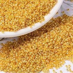 (RR677) Silverlined Gold Opal MIYUKI Round Rocailles Beads, Japanese Seed Beads, 15/0, (RR677) Silverlined Gold Opal, 1.5mm, Hole: 0.7mm, about 250000pcs/pound