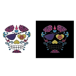 Золотистый Тема Хэллоуина, съемные временные водонепроницаемые татуировки, бумажные наклейки, Сахарный череп, золотые, 17x16 см