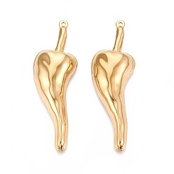 Настоящее золото 18K 304 большие подвески из нержавеющей стали в виде перца чили, ионное покрытие (ip), реальный 18 k позолоченный, 57x18x7 мм, отверстие : 1.6 мм