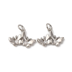 Платина Латунные микро проложить кубического циркония подвески, долговечный, без кадмия и без свинца, стойки покрытие, с целью перехода в кольце, платина, 12x17x2.5 мм, отверстие : 3.5 мм