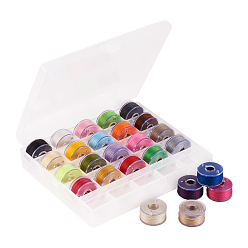 Gemischte Farbe Polyesterfaden, mit Kunststoffspulen, zum Nähen, Gemischte Farbe, 0.1 mm, 25rolls / box
